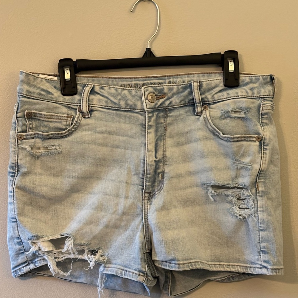 American Eagle Outfitters Light Wash Distressed Jean Shorts